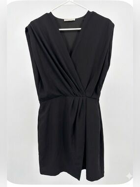 MODENAIRE Classic Black Wrap-Front Mini Dress/ Pockets/ S / Ptp-19”/ NWOT